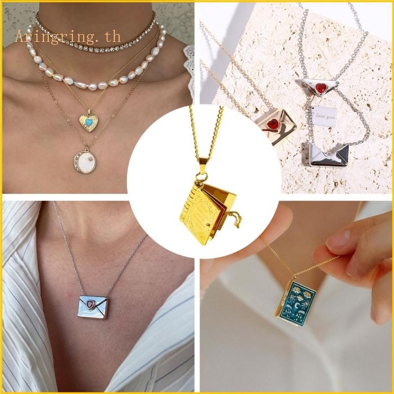 Arin Love Heart สร ้ อยคอ Elegant Book จี ้ คอโซ ่ เครื ่ องประดับ Charm