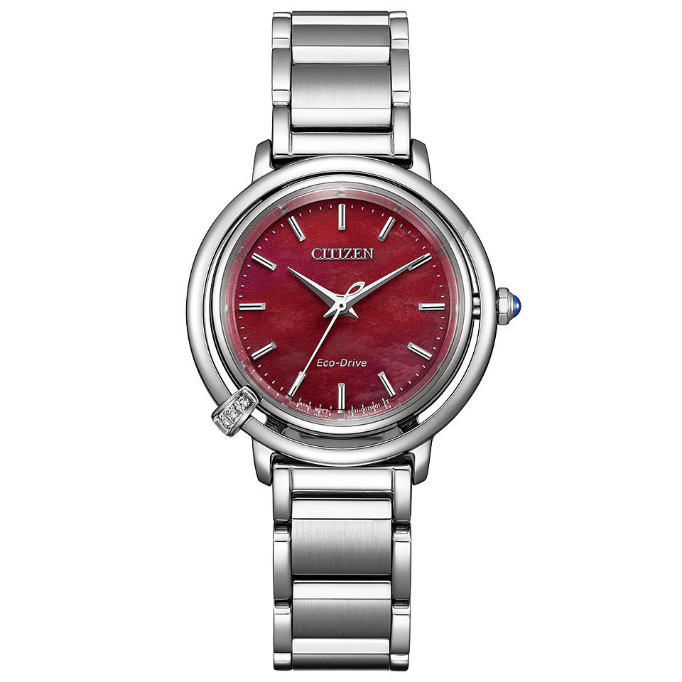 May JDM NEW WATCH ★ Citizen Women's Sapphire Glass Waterproof Watch EM1090-78X  Wine Red Dial with Diamond