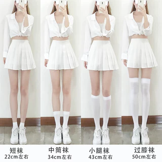 ถุงเท้ายาว ถุงน่องเนือเข่า สไตล์โลลิต้า ยืดหยุ่นสูง สีพื้น