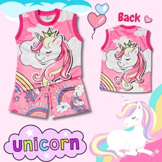 UN0881#2 ชุดเด็ก เสื้อกล้าม+กางเกงขาสั้น ผ้าไมโครเกรดA ลายม้…