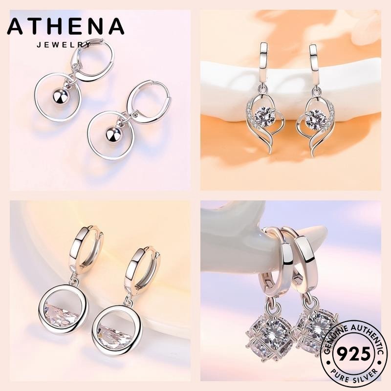 ATHENA JEWELRY ตุ้มหู แท้ ห่วง เพชร เงิน แฟชั่น ต่างหู 925 ผู้หญิง M145