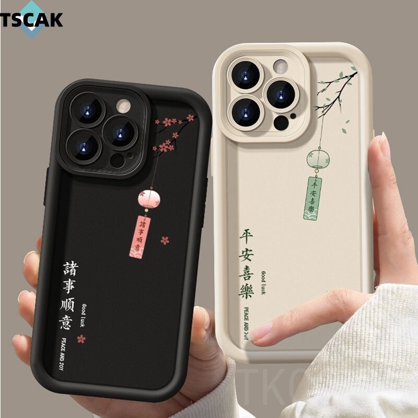 สไตล์จีนข้อความ blessing เคสโทรศัพท์สําหรับ OPPO A18 A38 A54 A55 A56 A58 A57 A74 A76 A78 A79 A94 A95 A96 A98 คู่ซิลิคอน