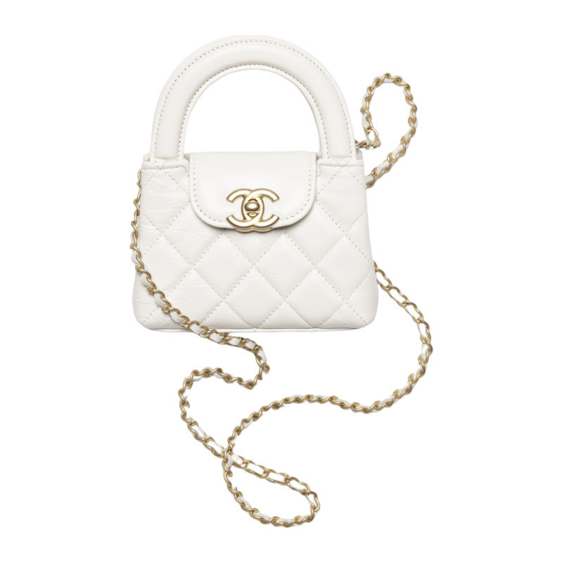 Chanel/Chanel women's bag Clutch con catena white calf leather chain handbag
