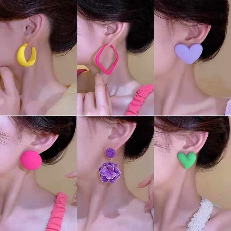 แฟชั ่ นต ่ างหู Y2K สีสันสดใสเกาหลี High-End Temperament Elegant ต ่ างหู - รูปที่ 6