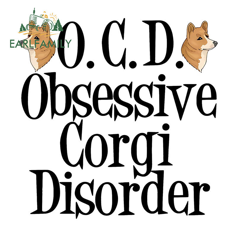 Earlfamily 13 ซม. x 12.9 ซม.OCO Obsessive Corgi Disorder รถสติกเกอร ์ อารมณ ์ ขัน Occlusion Scratch ATV หมวกกันน ็ อคไวนิลรูปลอกกันน ้ ําอุปกรณ ์ เสริมภายนอก