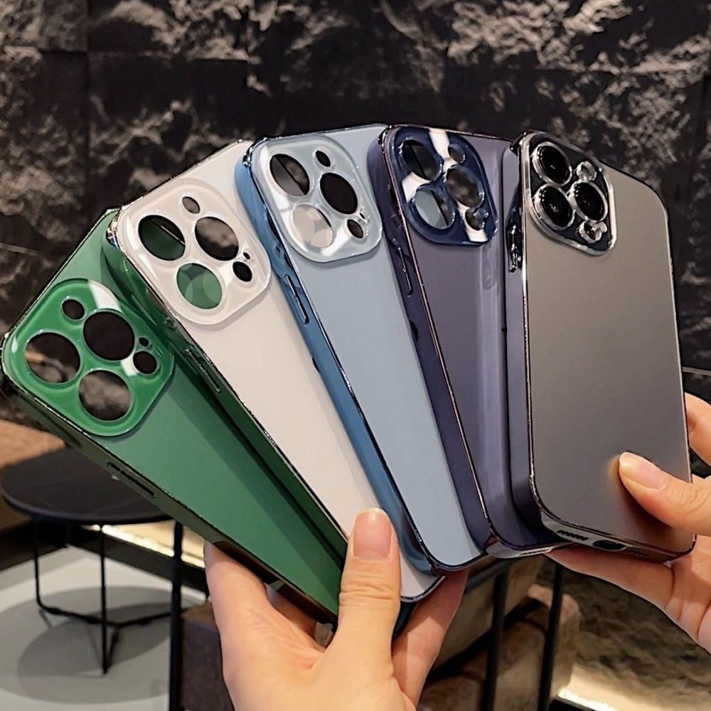 Electroplating Frosted Glassโทรศัพท ์ มือถือสําหรับIPhone 15 14 11 13 12 Pro Max Plus PCเลนส ์ IP14Plusหรูหราผิวป ้ องกันปกหลัง - รูปที่ 3