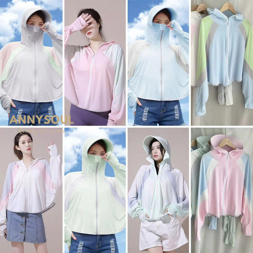 เสื้อกันแดดผู้หญิง ฤดูร้อน ป้องกันรังสี UV ผ้าคลุมไหล่ ไอซ์ไลน์ เสื้อกันแดดรูด ลม บางเบา สำหรับขี่จักรยาน