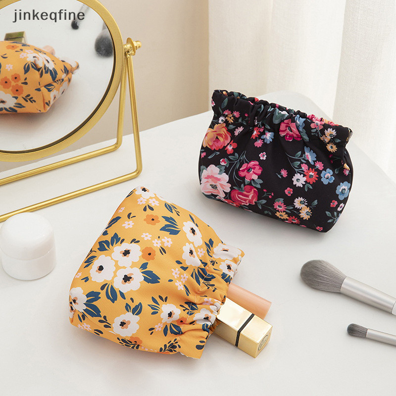 KTH ดอกไม้กระเป๋าเครื่องสําอาง Oxford ผ้ายืดหยุ่น Self-Closive Pouches กระเป๋าเหรียญสําหรับแต่งหน้า Lip หูฟังเครื่องประดับ Hot