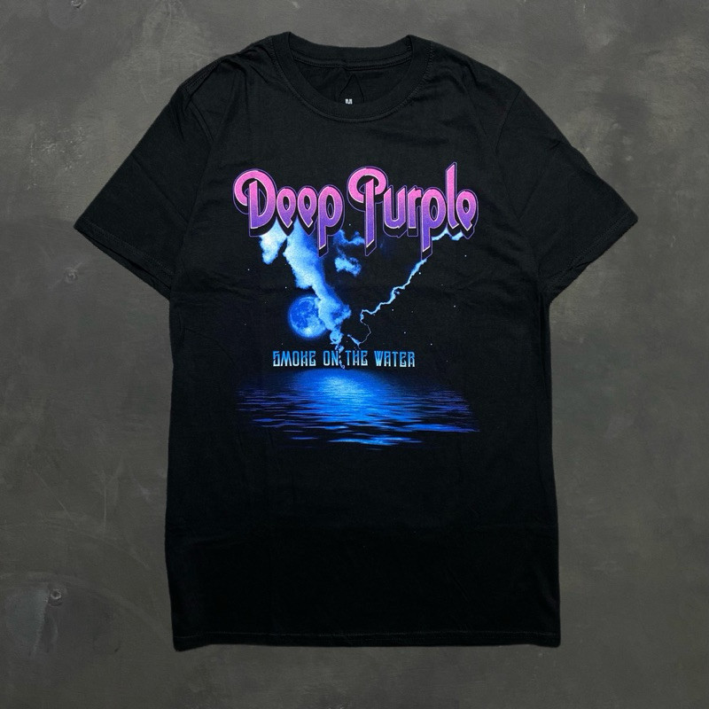 S-5XL เสื้อยืด วง BAND OFFICIAL DEEP PURPLE - ควันบนน้ํา