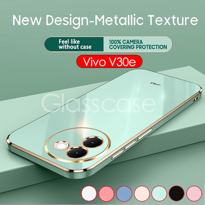 สําหรับvivo V30 V40 E pro V30E V30pro V40pro VivoV30E VivoV40proสแควร์ชุบGlossy Softเคสโทรศัพท์กล้องเลนส์ป้องกันแฟชั่นคู่นุ่มกันกระแทกปลอกปกหลัง