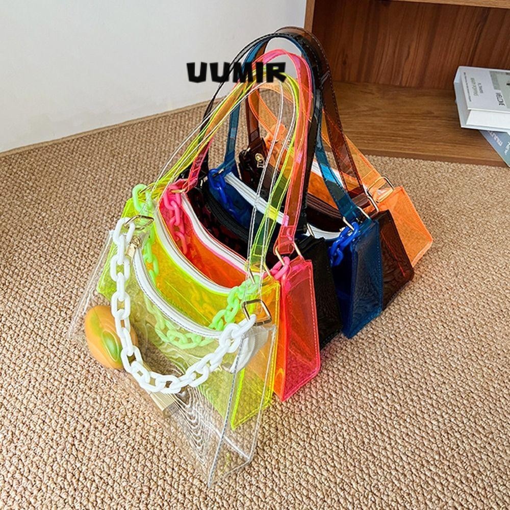 UUMIR   กระเป๋าสะพายไหล่ลําลอง PVC แบบเจลลี่ใส แฟชั่นฤดูร้อน