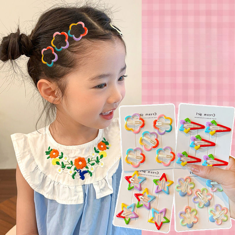 กิ๊บติดผมดอกไม้สีลูกกวาดสําหรับเด็ก 5 แพ็คพร้อมหน้าม้าน่ารักและกิ๊บหักเครื่องประดับผม