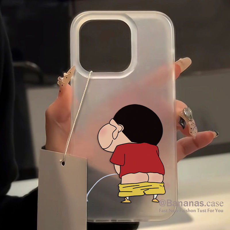 Iphone 15 14 13 12 11 Pro Max X Xr Xs Max 7 8 Plus SE2020 เคสโทรศัพท์การ์ตูน Crayon Xiaoxin Matte Clearฝาครอบโทรศัพท์นุ่ม