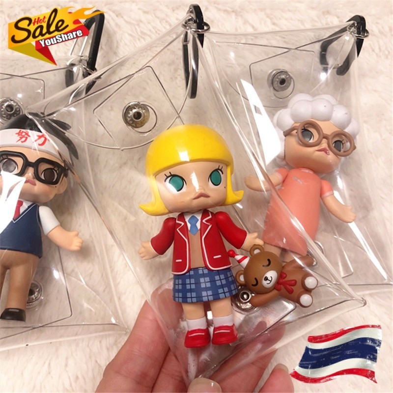14*8cm Pop Mart PVC แบบใส 100% กล่องเก็บของ กล่องเก็บของกันน้ำกันฝุ่น กระเป๋ากุญแจ แพคเกจเอกสาร กระเป๋าเด็ก POP BEAN