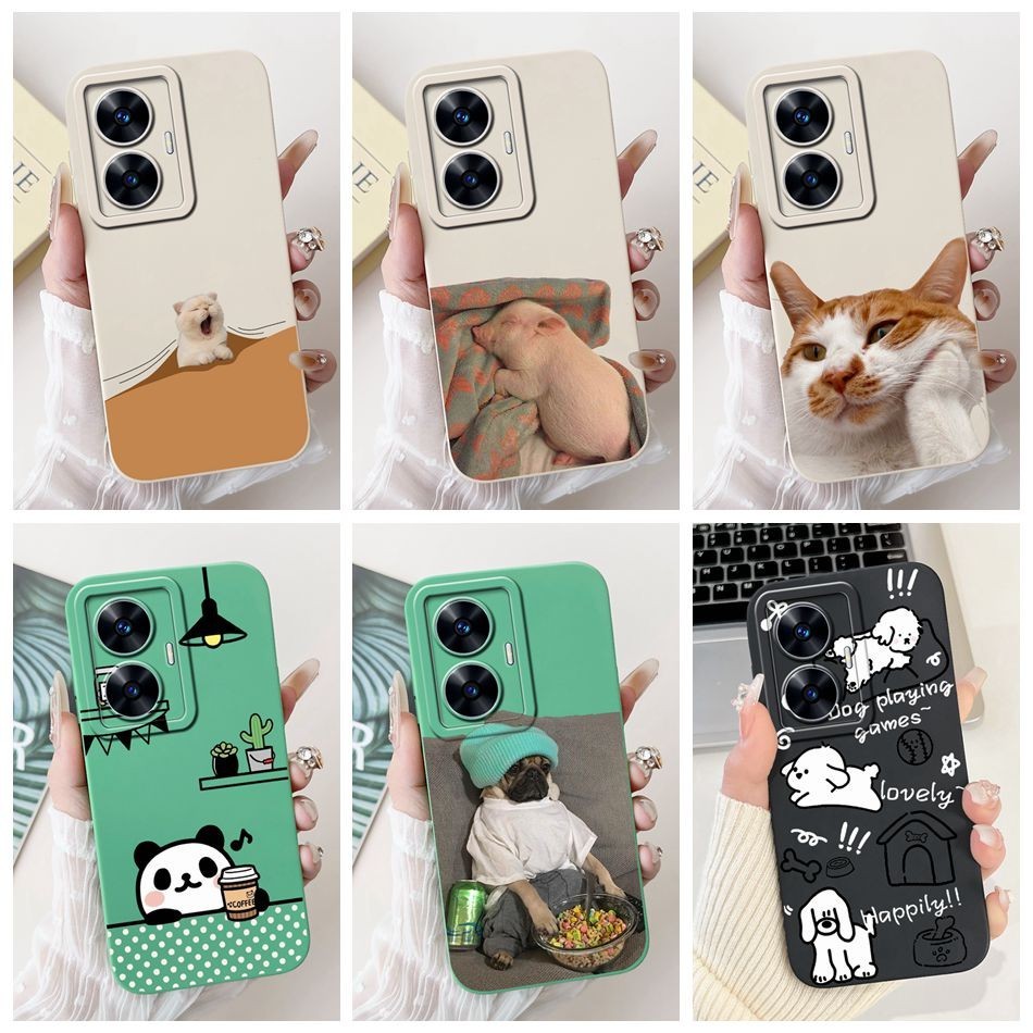 สําหรับ Realme C55 / Narzo N55 4G RMX3710 4G 2024 น ่ ารักสไตล ์ ตลกเลนส ์ ป ้ องกันกันกระแทกซิลิโคนเคสโทรศัพท ์