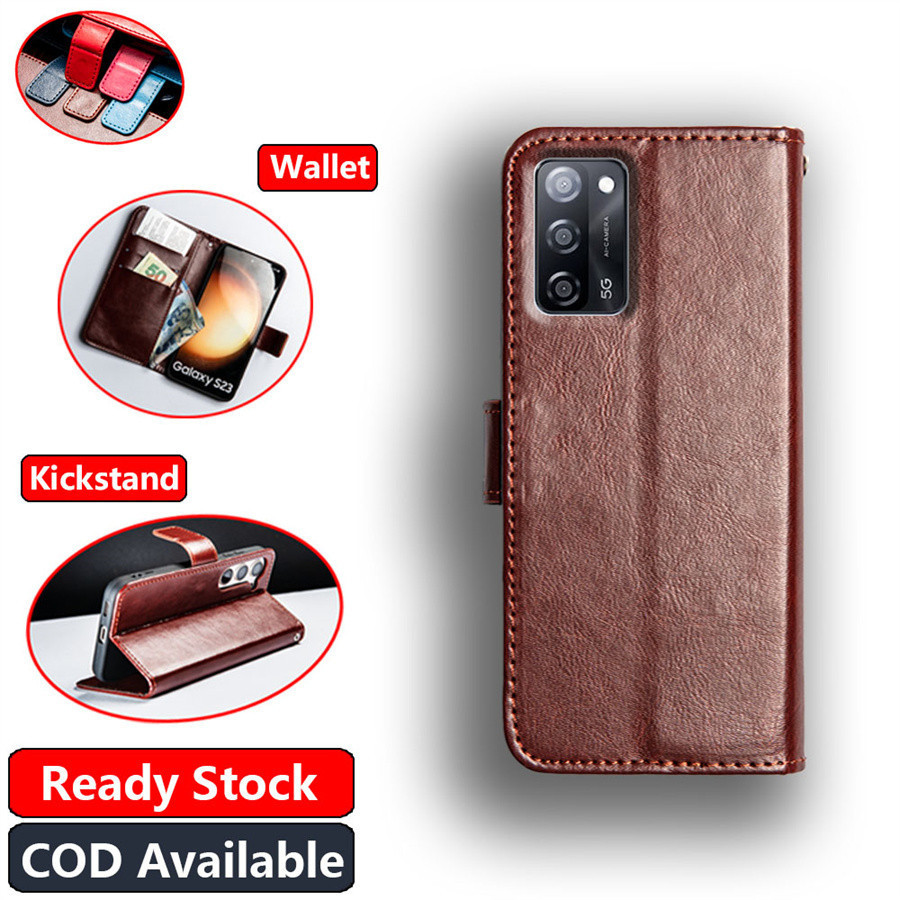 Oppo A53s A55 A55s 5G CPH2309 CPH2321 Vintage Classic Leather Wallet Folio Case Flip Notebook Style Cover with Magnetic Closed Kickstand Card Slots