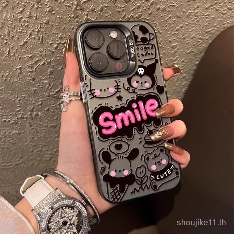 Smile Ice Cream Pacha Dog iPhone15 Apple 13 เคสโทรศัพท์ 11 เลเซอร์ 14Plus กันกระแทก 11PRO Hard XR B0Q0