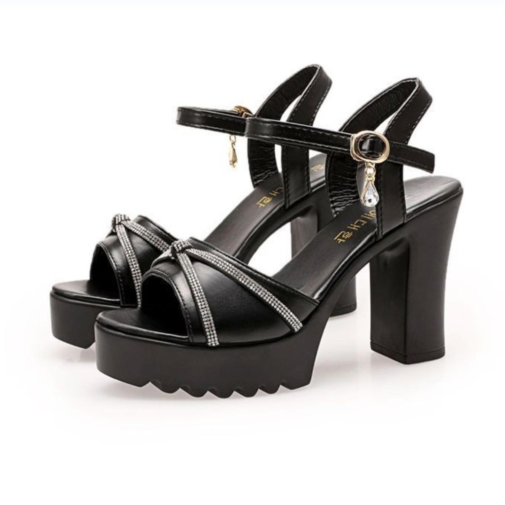 💕ส่งจากไทย ส่งเร็ว⚡️A83 รองเท้าส้นสูง เปิดนิ้วเท้า แต่งหัวเข็มขัด รุ่นสายแต่งเพชร รองเท้าแตะแฟชั่นผู้หญิงไซส์ 36-41