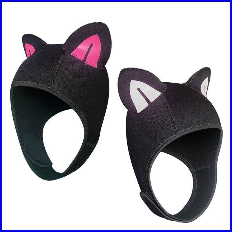 คลังสินค้าพร้อม MYLEDI 2.5 มม.หมวกดําน้ําผู้ชายผู้หญิง Neoprene อบอุ่นน่ารักการ์ตูนแมว/ปลดล็อคดําน้ํา