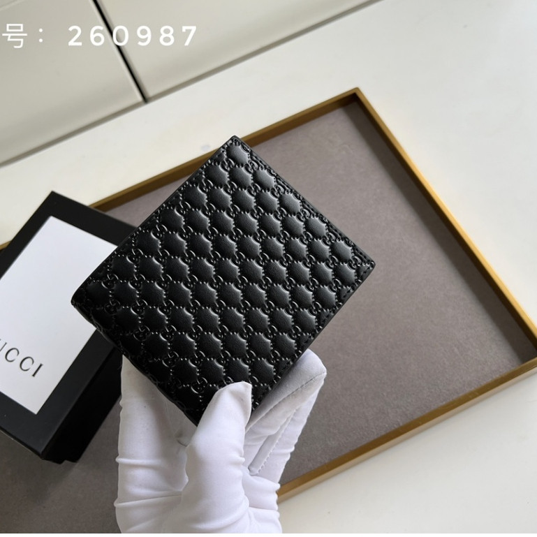 ของแท ้ 100 % Gucci New Men 's Short wallet, GG classic fashion wallet clip