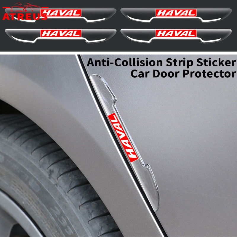 4 ชิ้น Haval แถบติดขอบประตูรถยนต์กันชนกันชนพร้อมโลโก้ โปร่งใส แถบป้องกันการชนกันของประตูรถยนต์ สำหรับ Haval H6 Jolion H2 H2s H1 H5 M4 H9 2023 2024