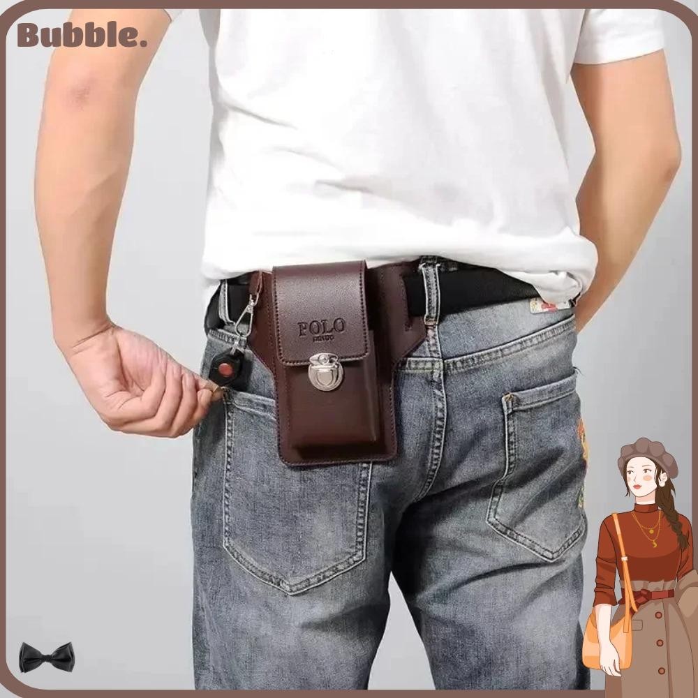 Bubble เข็มขัดผู้ชายหนังสีทึบ PU Phone Waistpack, Minimalist Travel Casual Phone Bags