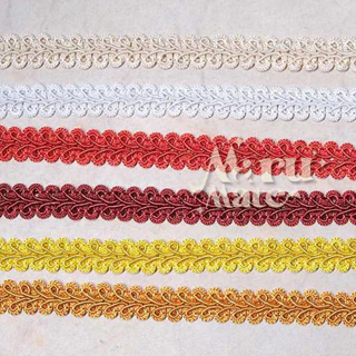 ดิ้นตะขาบ สีพื้น No.005 ดิ้นถัก กว้าง 1.2 ซม. (แพ็ค 14 หลา) ดิ้น ลูกไม้ ตกแต่งงานบายศรี งานพวงมาลัยประดิษฐ์ พานพุ่มบู...
