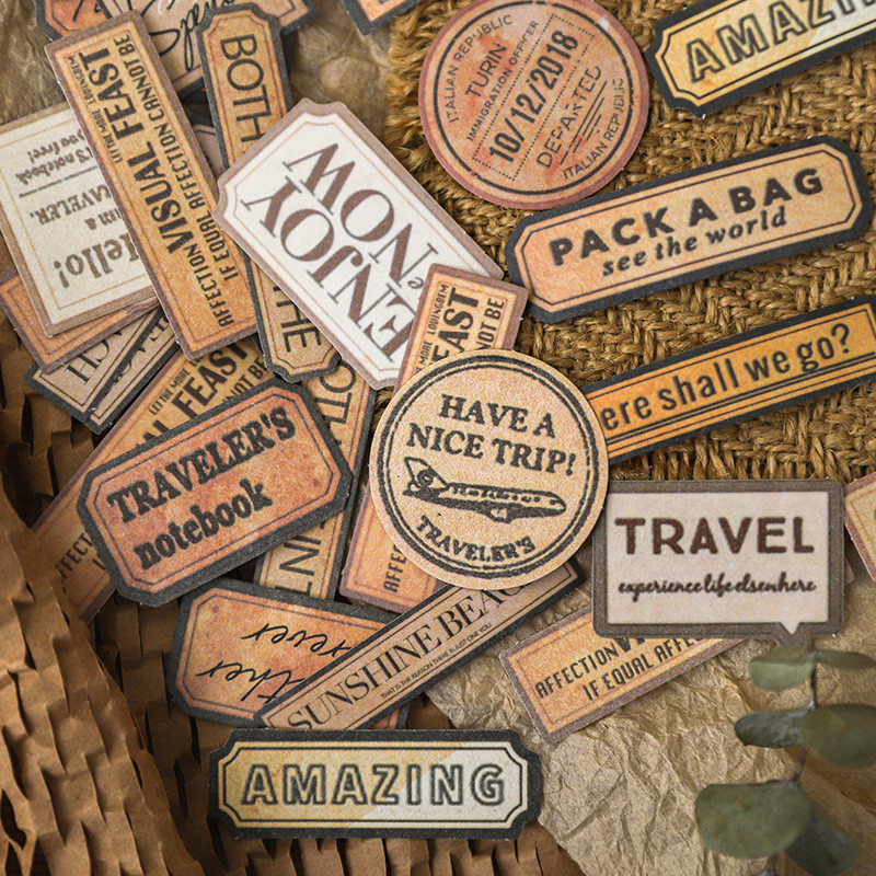 Journamm 100pcs/pack Vintage ป ้ ายสติกเกอร ์ Washi กระดาษ Collage ขยะ Journal DIY Scrapbooking อุปกรณ ์ ตกแต ่ งสติกเกอร ์