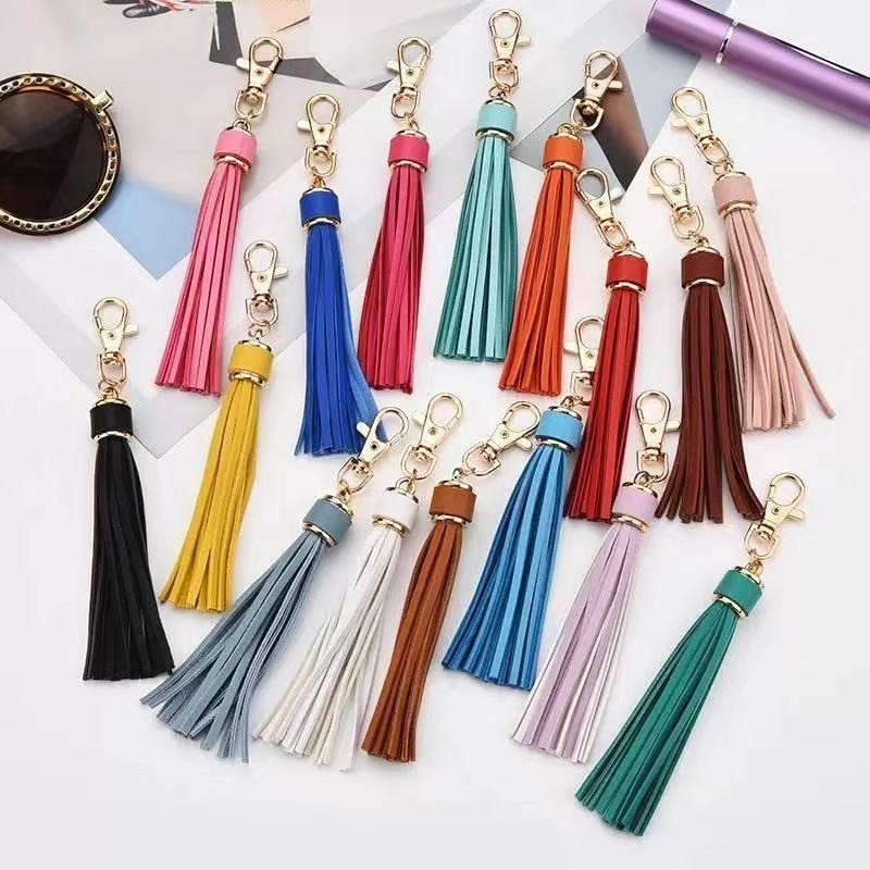 11 สี Pu หนังพู่พวงกุญแจ Simpele Lobster คลิปหมุนพู่ Lanyard Key แหวนสําหรับสาวกระเป๋ากระเป๋าสตางค์เครื่องประดับ