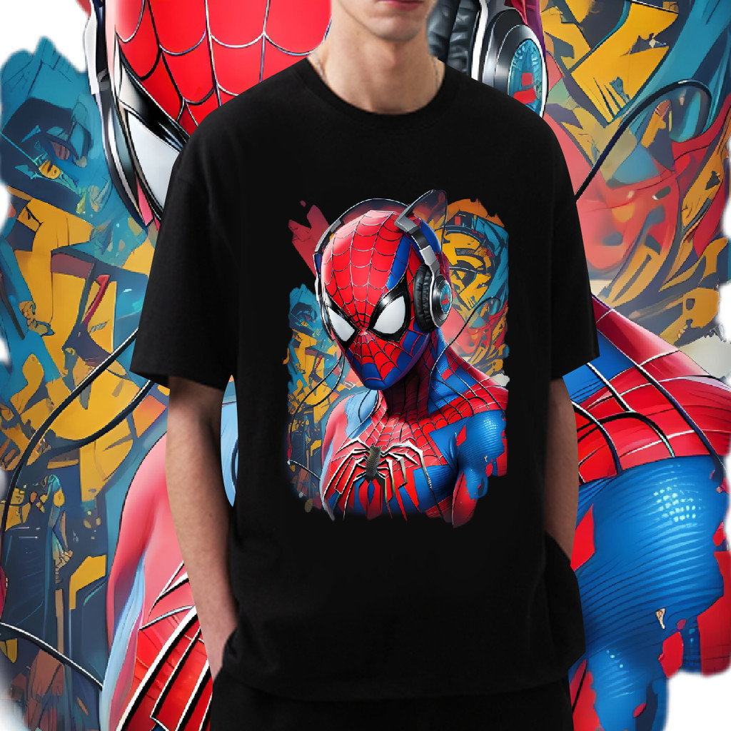 Spider Man สไปเดอร์แมน การพิมพ์ มาร์เวล Marvel สันทนาการ เสื้อยืด