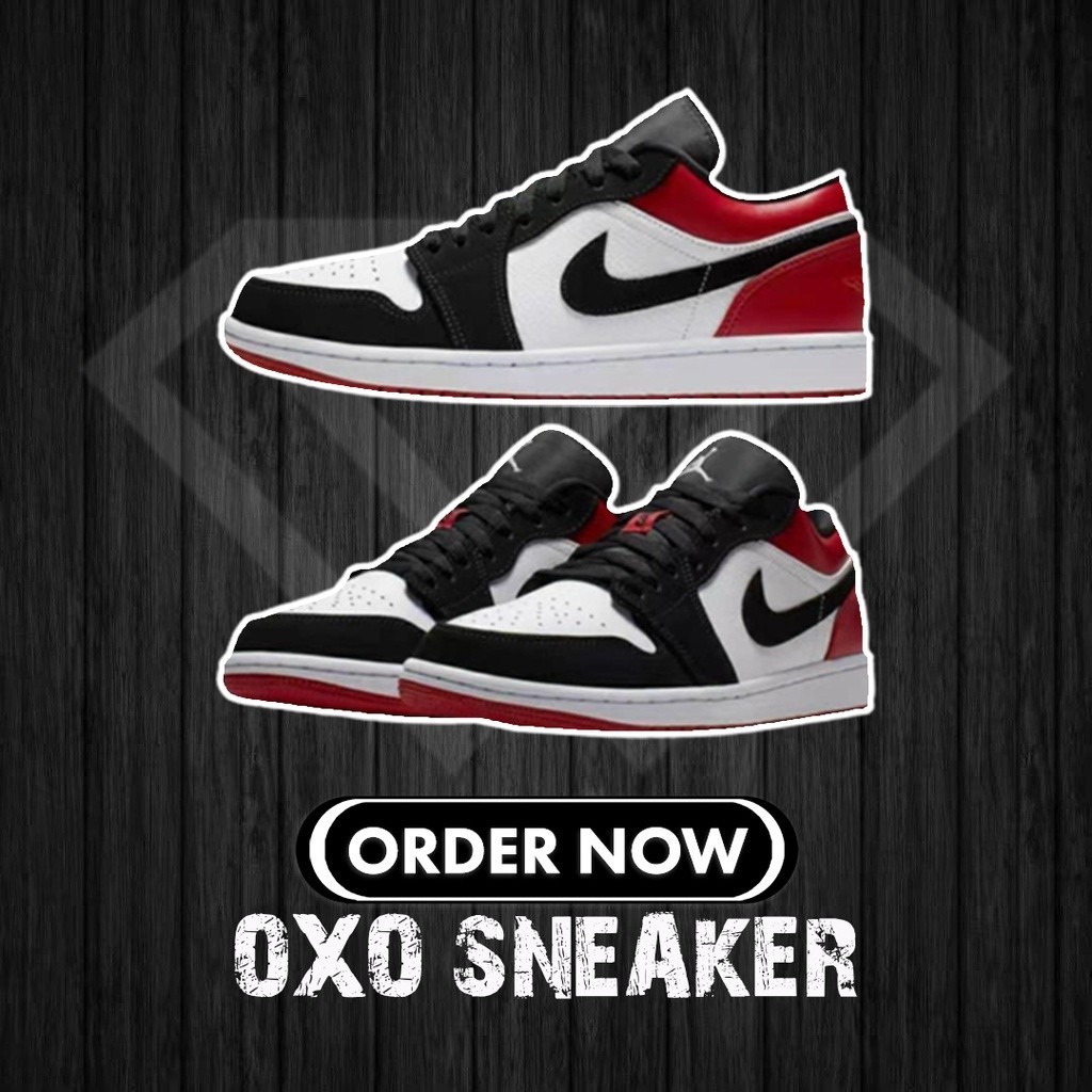 Pure Original AIR A/J 1 LOW OG BLACK TOE สีดําสีแดง TOE ผู้ชายผู้หญิงรองเท้า CZ0790-106