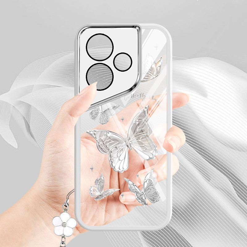 Ybd INS สไตล์เคสโทรศัพท์สําหรับ Infinix ITEL A70 A80 A665L ร้อน 30i ร้อน 30 เล่น NFC X669 X669C X669D X6835B X6831 X6832 Niche ผีเสื้อปลอกพร้อมเลนส์ป้องกัน