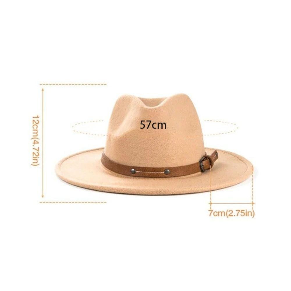 Anxsun3 Felt Fedora หมวก, Soft Vintage ปานามาหมวก,แฟชั่นเข็มขัดหัวเข็มขัด Elegant กว้าง Brim หมวกคาวบอยผู้ชายผู้หญิง ราคา ถูกที่สุด ดีลบีเคเค แกลเลอรีภาพที่ 2