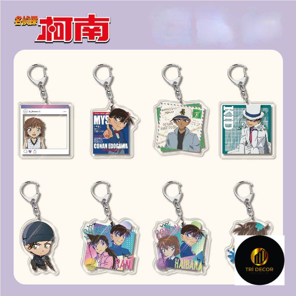 อะนิเมะนักสืบ Conan พวงกุญแจอะคริลิคน่ารัก Kudo Shinichi Mouri Ran พิมพ์พวงกุญแจจี้ของขวัญ