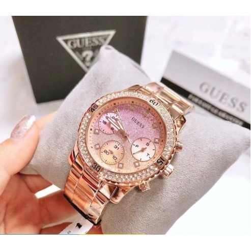 พร้อมสต็อก ！นาฬิกาข้อมือผู้หญิงGuess Chronograph นาฬิกาข้อมือสําหรับสตรี W0774L3 38mm W0774L5 W0774L