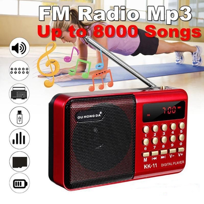 FM เครื่องเล่นวิทยุมินิวิทยุ FM ลำโพงแบบพกพามินิวิทยุ FM ลำโพงเครื่องเล่นเพลง TF card u-disk reader 
