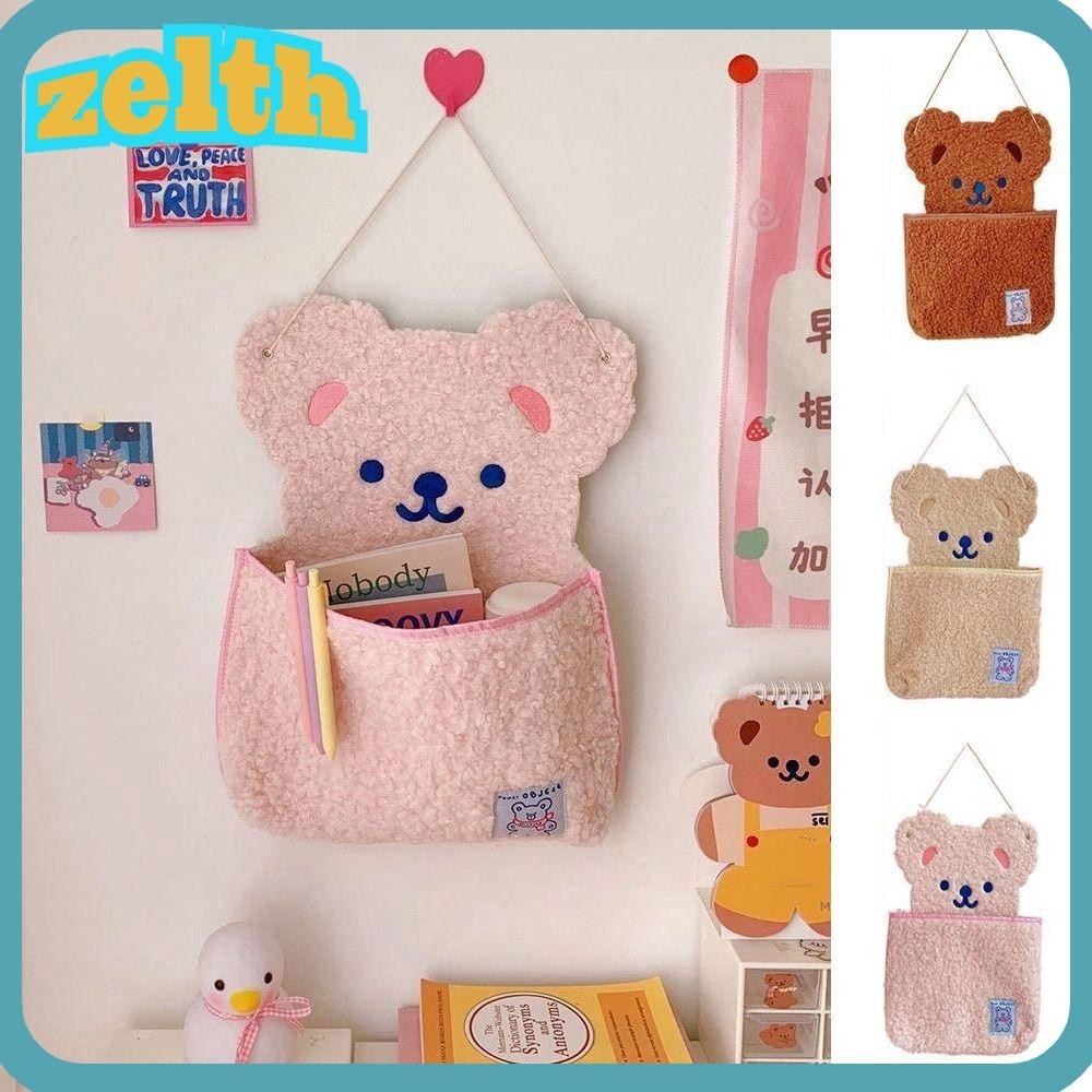 Zelth Sundry Storage Bag, ตกแต ่ งบ ้ าน Pelletized กํามะหยี ่ แขวนผนัง Storage Bag, คุณภาพสูงสัตว ์ หมี Wall Organizer