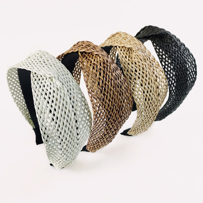 Bohemian Straw Braided Headband Raffia Braided Mesh Hairband Going Out Women 's Hair Accessories