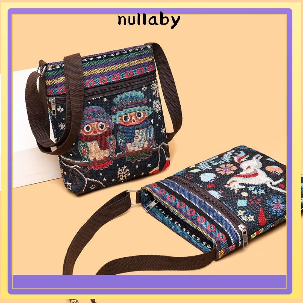 Nullaby กระเป๋าสะพายไหล่, เย็บปักถักร้อยกระเป๋าสะพายข้างความจุขนาดใหญ่, กระเป๋าโท้ทสไตล์ชาติพันธุ์น่ารักผู้หญิง