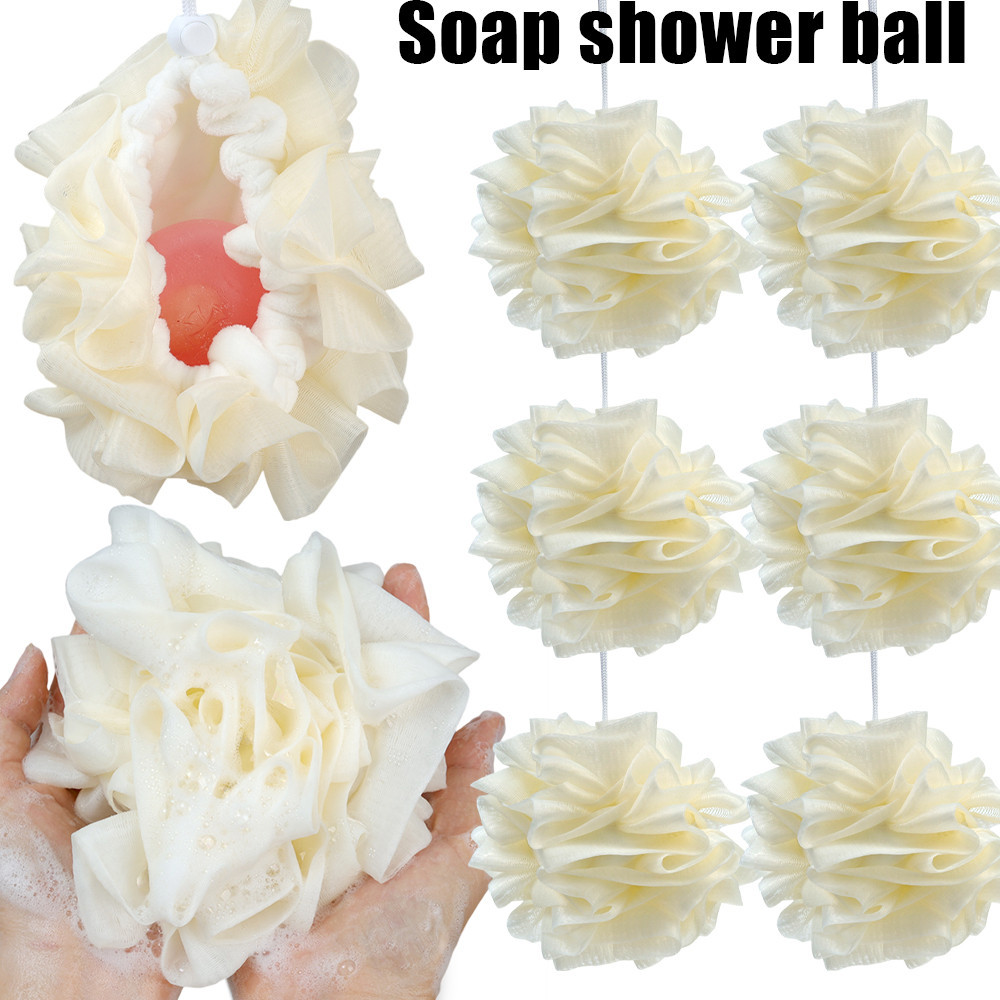 2 in 1 Exfoliating Bath Ball - Bath Flower Ball - สําหรับฟื้นฟูผิว Pampering - นุ่มพิเศษ เป็นมิตรกับผิว - อุปกรณ์อาบน้ํา - ลูกบอลอาบน้ํา - พร้อมเชือกรูด สบู่ยึด