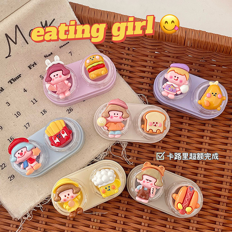 เคสคอนแทคเลนส ์ พร ้ อมรูปแบบและอุปกรณ ์ เสริมการ ์ ตูนน ่ ารักสําหรับใส ่ และถอดคอนแทคเลนส ์