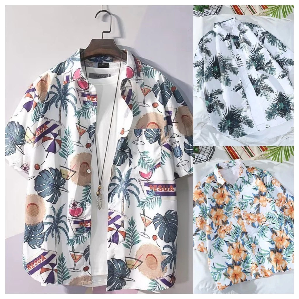 Maisida เสื้อแขนสั้นลายดอก สไตล์ฮาวาย ทรงหลวม