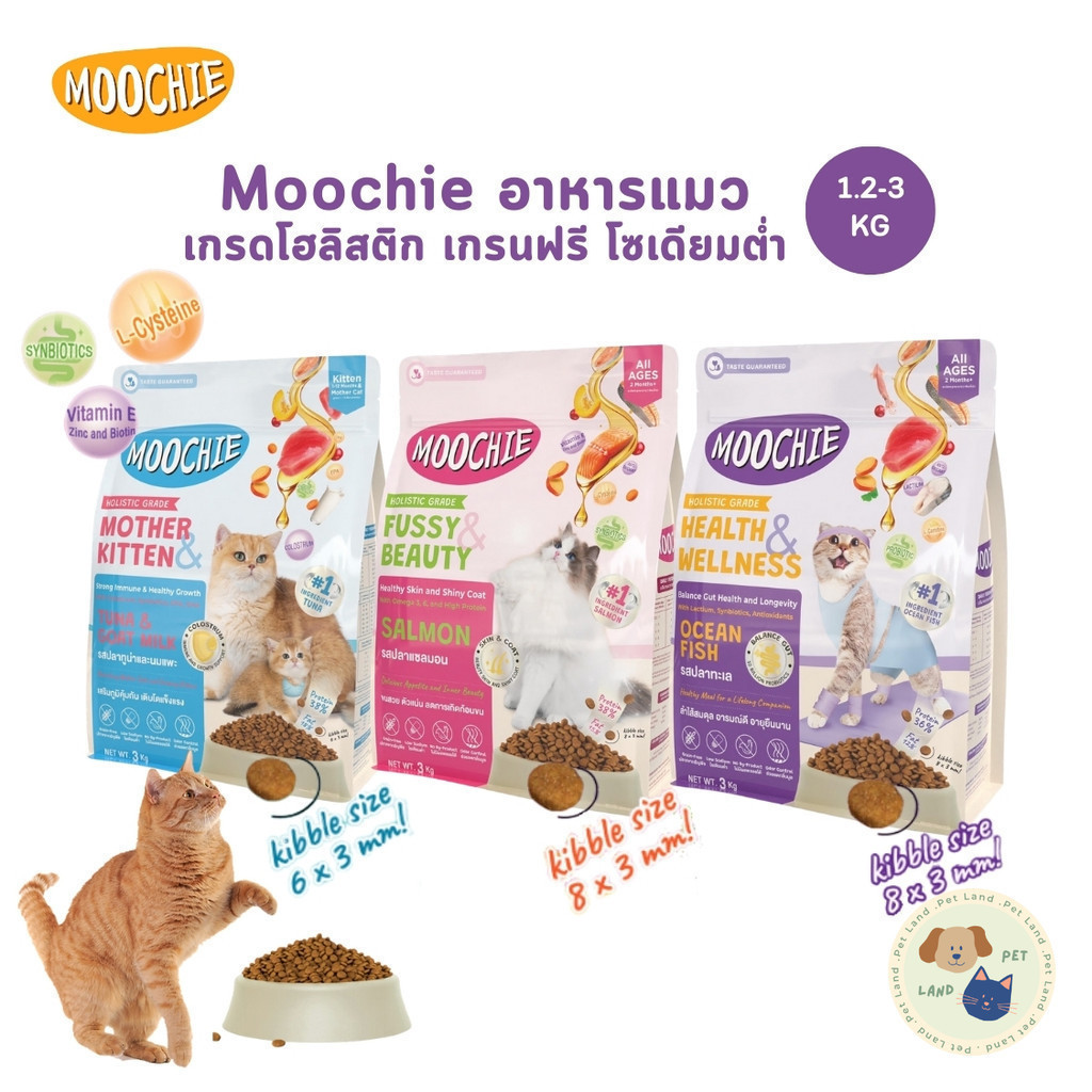 Moochie อาหารเม็ดแมว เกรดโฮลิสติก เกรนฟรี พร้อม Superfood บำรุงครบถ้วน ขนาด 1.2-3 กิโลกรัม