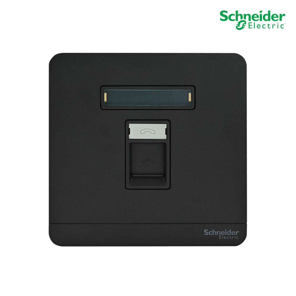 Schneider เต้ารับโทรศัพท์ มีม่านนิรภัย Telephone Socker สีดำ รุ่น AvatarOn E รหัส E8331RJS4_DG