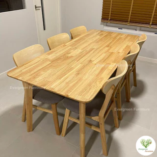 Evergreen Furniture โต๊ะทานข้าว ชุดโต๊ะรับประทานอาหาร 6 ท่าน (เก้าอี้ 6) ขนาด 180 ซม