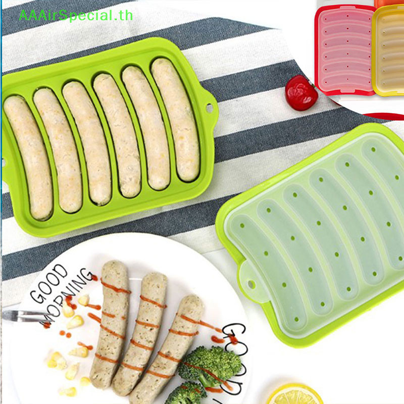 Aaairspecial ใหม่ 6 ช่องซิลิโคนไส้กรอกแม่พิมพ์โฮมเมดแฮมฮอทด็อกเบเกอรี่อาหารไข่ Mould TH