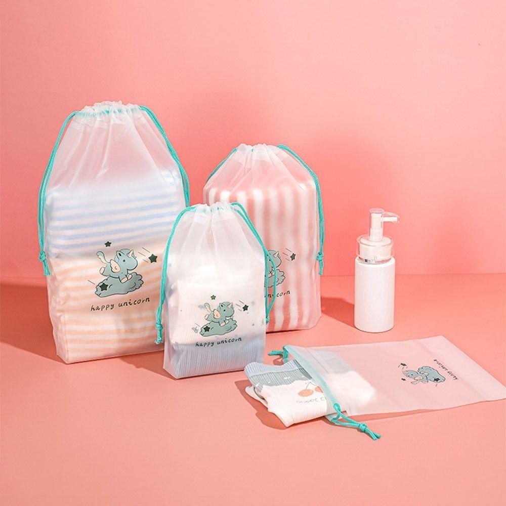 UUMIR ถุงเก็บรองเท้า, การ์ตูนไดโนเสาร์ Matte โปร่งใส Drawstring Bag, Creative PE แขวนกระเป๋ากันฝุ่น Travel Bundle กระเป๋าเดินทางกลางแจ้ง/Busness Trip