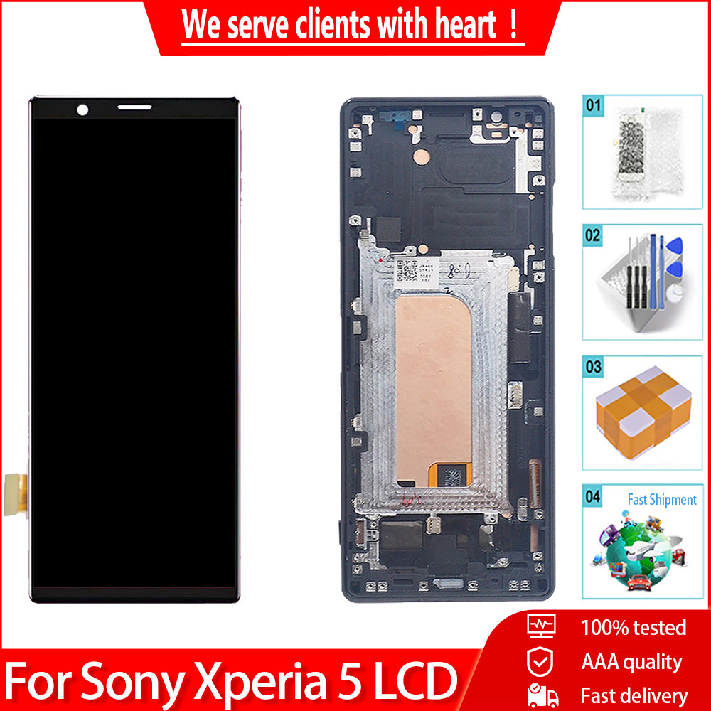 6.1 "จอแสดงผลเดิมสําหรับ SONY Xperia 5 J8210 J8270 J9210 LCD Touch Screen กรอบ Digitizer Assembly Re
