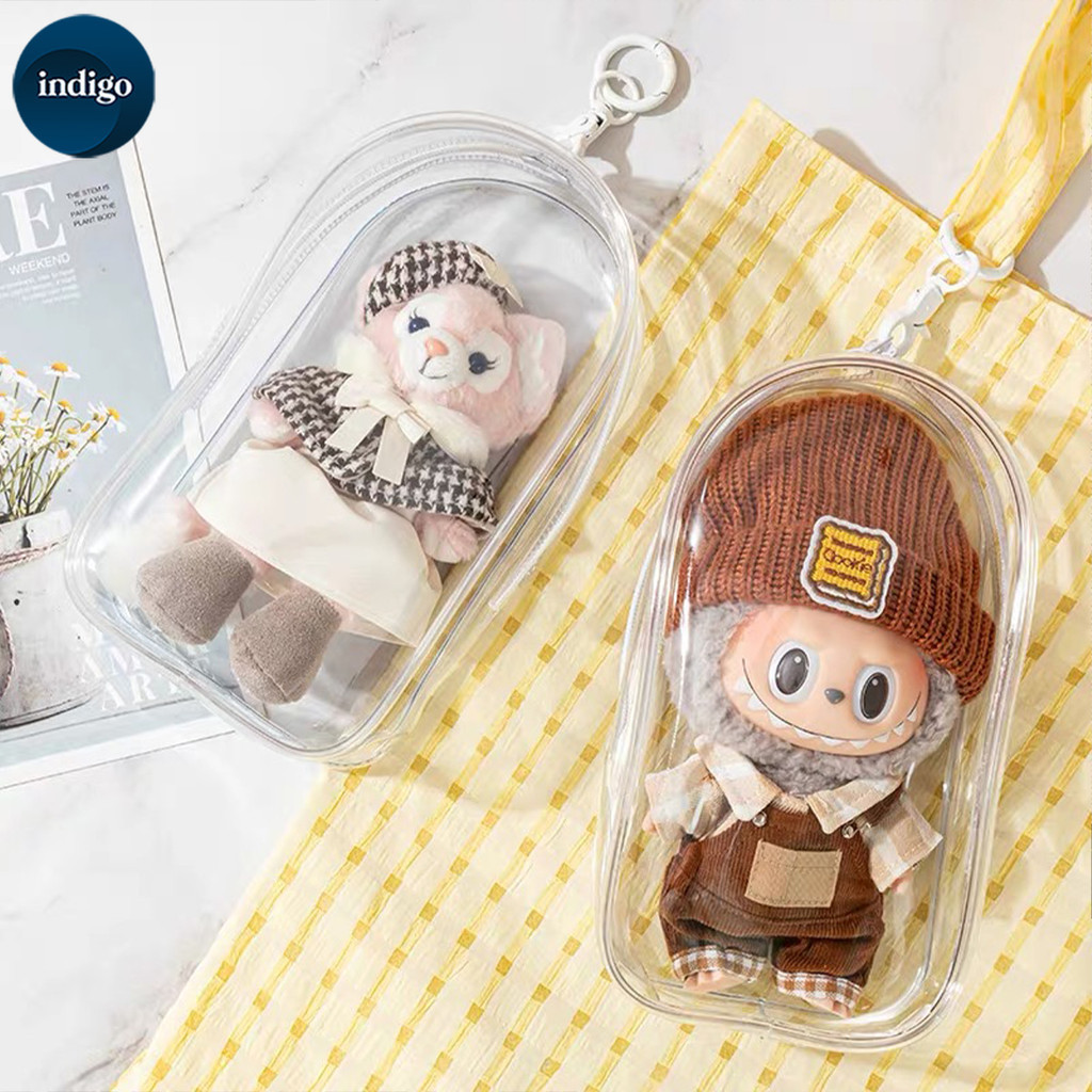 กระเป๋าตุ๊กตาไวนิล ซองใส่ลาบูบู้ labubu กระเป๋าใส พวงกุญแจ แฟชั่น มาการอง 13/15/17ซม