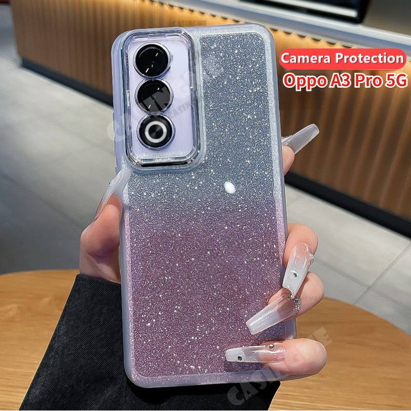 Oppo A3 Pro 5G 2024 Bling Glitterปลอกซิลิโคนอ่อนนุ่มโปร่งใสเคสโทรศัพท์สําหรับOppo A3 Pro A3Pro 3A OppoA3Pro 5G 4G 2024 กล้องเลนส์ป้องกันกันกระแทกปกหลัง